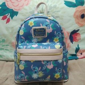 NWT Loungely Disney Stitch Floral Mini Backpack